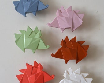 poignée de hérisson en origami, boutons de meubles, poignées de tiroir pour enfants, bouton animal mignon pour chambre d'enfant, boutons d'armoire de chambre d'enfant, bouton de tiroir triceratops