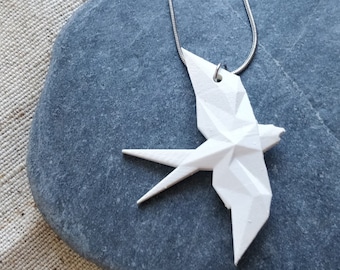 Origami Schwalbe Halskette, geometrischer Vogel Schmuck, niedlicher Tierschmuck, originelles Accessoire