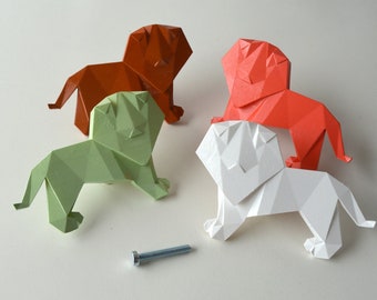Pomello per cassetto a forma di leone origami: maniglia per mobili a forma di animale, decorazione per cameretta dei bambini, nursery savanna
