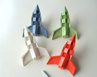 origami rocket handle, furniture knobs, drawer pulls, Kid's Room  Knobs, boys room wardrobe Knob, Nursery Cabinet Knobs gift