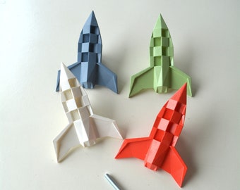 Origami Rocket Drawer Knob: Kid's Room Cabinet Handle, Space Theme Decor, Nursery Wardrobe  Pulls