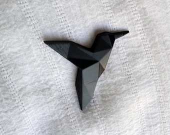 Origami hummingbird brooch, geometric bird badge, colibri contemporary Nature-inspired jewelry gift for her