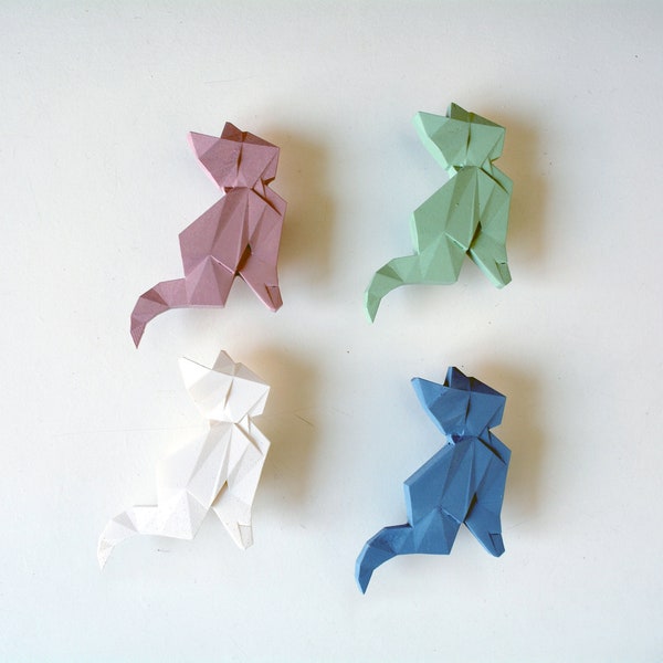 poignée de chat en origami, boutons de meubles, poignées de tiroir, boutons d’animaux de chambre d’enfants, bouton de garde-robe, cadeau de boutons d’armoire de pépinière