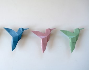 manija de colibrí de origami, perillas de muebles, tiradores de cajones, perillas de animales de sala de estar, perilla de armario colibri, regalo de perillas de gabinete de guardería