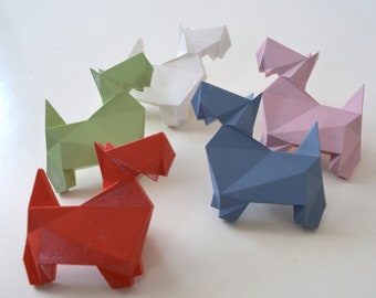 manija de perro de origami, perillas de muebles, tiradores de cajones, perillas de animales de la habitación del niño, perilla del armario de la habitación del bebé, regalo de perillas del gabinete de la guardería