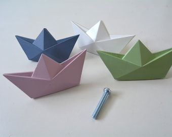 Origami Möbelknäufe, blau weiß, Möbelknöpfe, Knäufe, Kinderzimmer Knäufe, Möbelknäufe, Kinderzimmer Knäufe