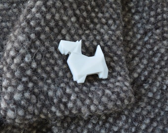 Origami Hund Brosche, geometrische Terrier Anstecker, süße Tier Anstecknadel, zeitgenössischer Schmuck, Schmuck