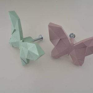 poignée papillon en origami, poignées de tiroir de boutons de meubles, boutons d'animaux de chambre d'enfant, bouton d'armoire pour filles, cadeau de décoration de chambre de bébé, Saint-Valentin image 7