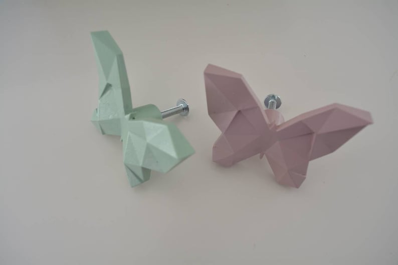 poignée papillon en origami, poignées de tiroir de boutons de meubles, boutons d'animaux de chambre d'enfant, bouton d'armoire pour filles, cadeau de décoration de chambre de bébé, Saint-Valentin image 7