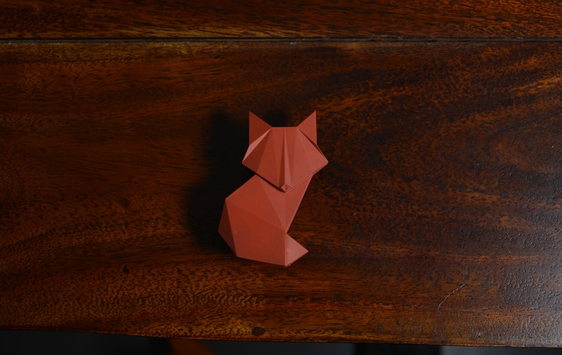 origami fox handle, drawer pulls, Kid's Room Cute furniture Knobs, gift for baby's Nursery Cabinet, geometric forest animal wardrobe pulls imagem 2