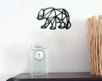 Bear Origami, Geometric animal Wall Art, Wall Décor, gift idea, 3D print, decoration, nursery room, modern elegant, man cave Line Art