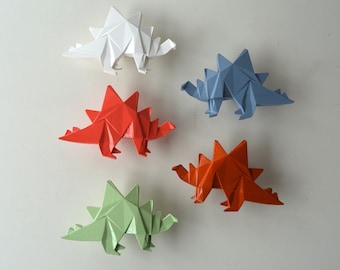 Origami Dinosaur Handle, Stegosaurus Drawer Knob, Kid's Room Furniture Knobs, Animal Nursery Cabinet Pulls