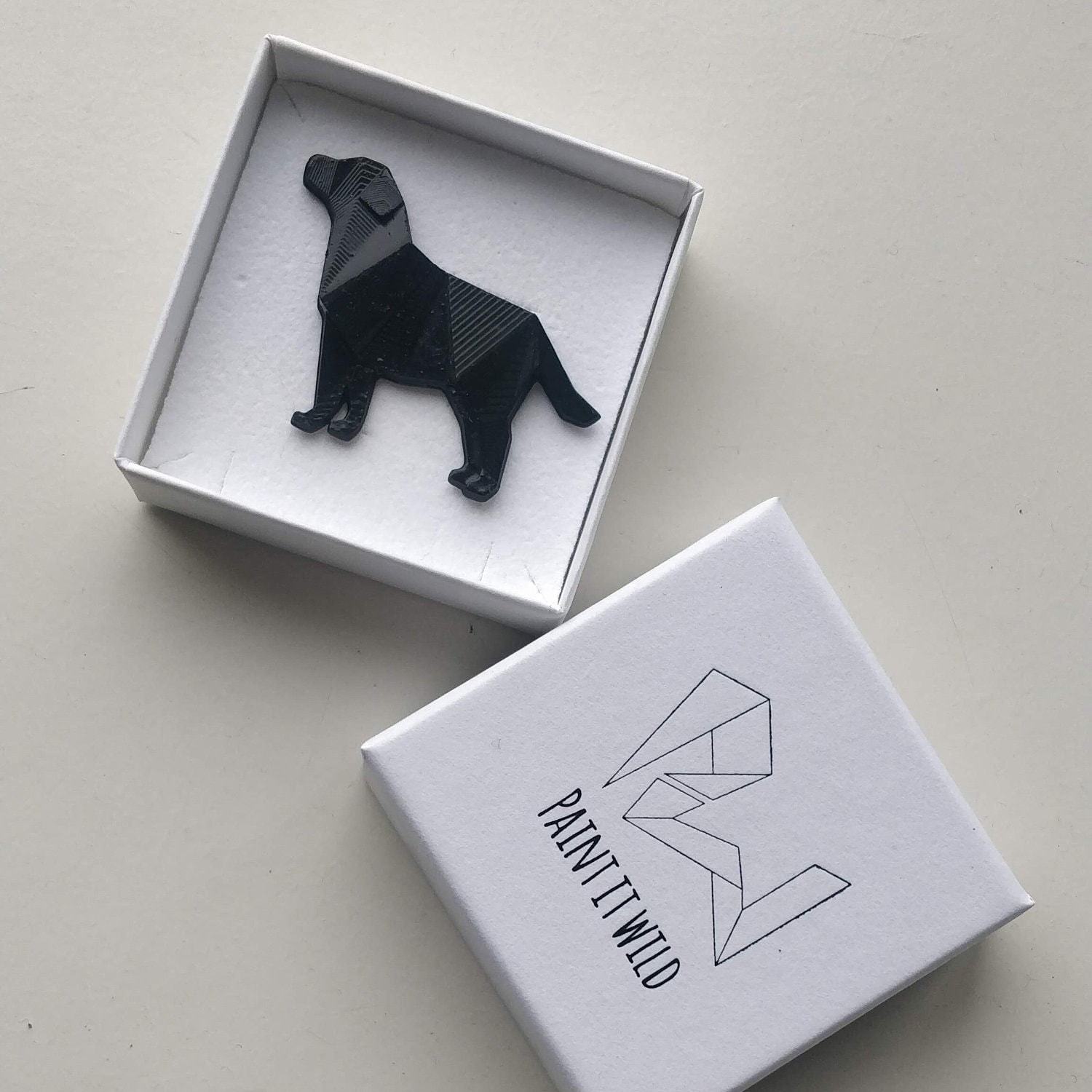 Origami Labrador Retriever Brooch: Geometric Dog Lapel Pin, Modern Jewellery