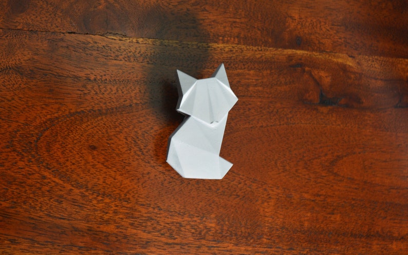 origami fox handle, drawer pulls, Kid's Room Cute furniture Knobs, gift for baby's Nursery Cabinet, geometric forest animal wardrobe pulls White