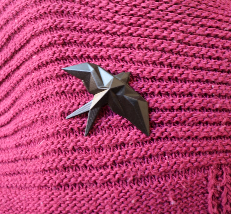 Broche hirondelle en origami, badge oiseau géométrique, épinglette animal mignon, bijoux contemporains, bijoux image 7