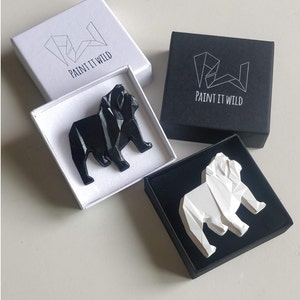 Origami Englische Bulldogge Brosche: Geometrische Kunstharz Hundeliebhaber Anstecknadel
