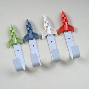 Rocket Children&#39;s Hook, Baby&#39;s Nursery Hanger for Clothes, Decorative Origami Space Towel Hook for Bathroom