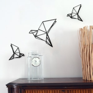 Birds Origami Wall Décor, Geometric animal Wall Art, Flying birds gift idea, 3D print nursery room, modern elegant Minimalist Line Art