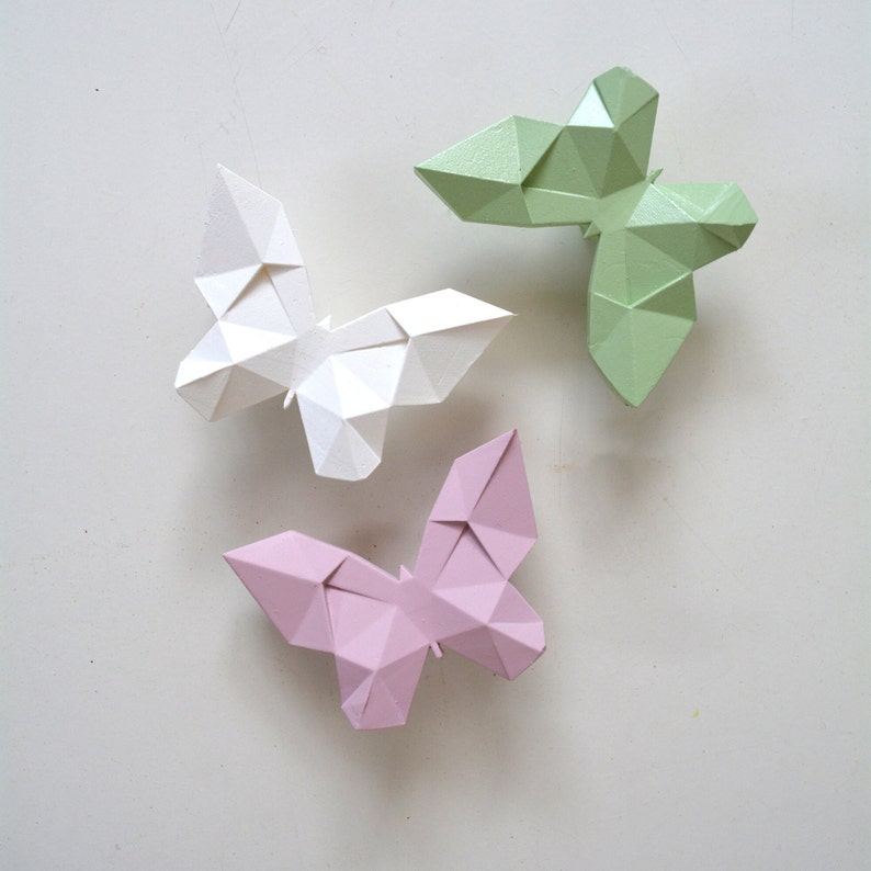poignée papillon en origami, poignées de tiroir de boutons de meubles, boutons d'animaux de chambre d'enfant, bouton d'armoire pour filles, cadeau de décoration de chambre de bébé, Saint-Valentin image 5