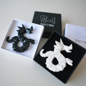 Origami Drachen Brosche, geometrisches Abzeichen, niedliches Tier zeitgenössisches Schmuck Geschenk für Drachenliebhaber, Hochzeit Anstecknadel