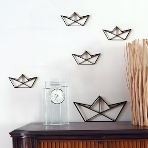 Boat Origami Wall Art, Geometric navy Wall Décor, baby gift idea, 3D print, nursery room decoration, modern elegant Line Art for kids room