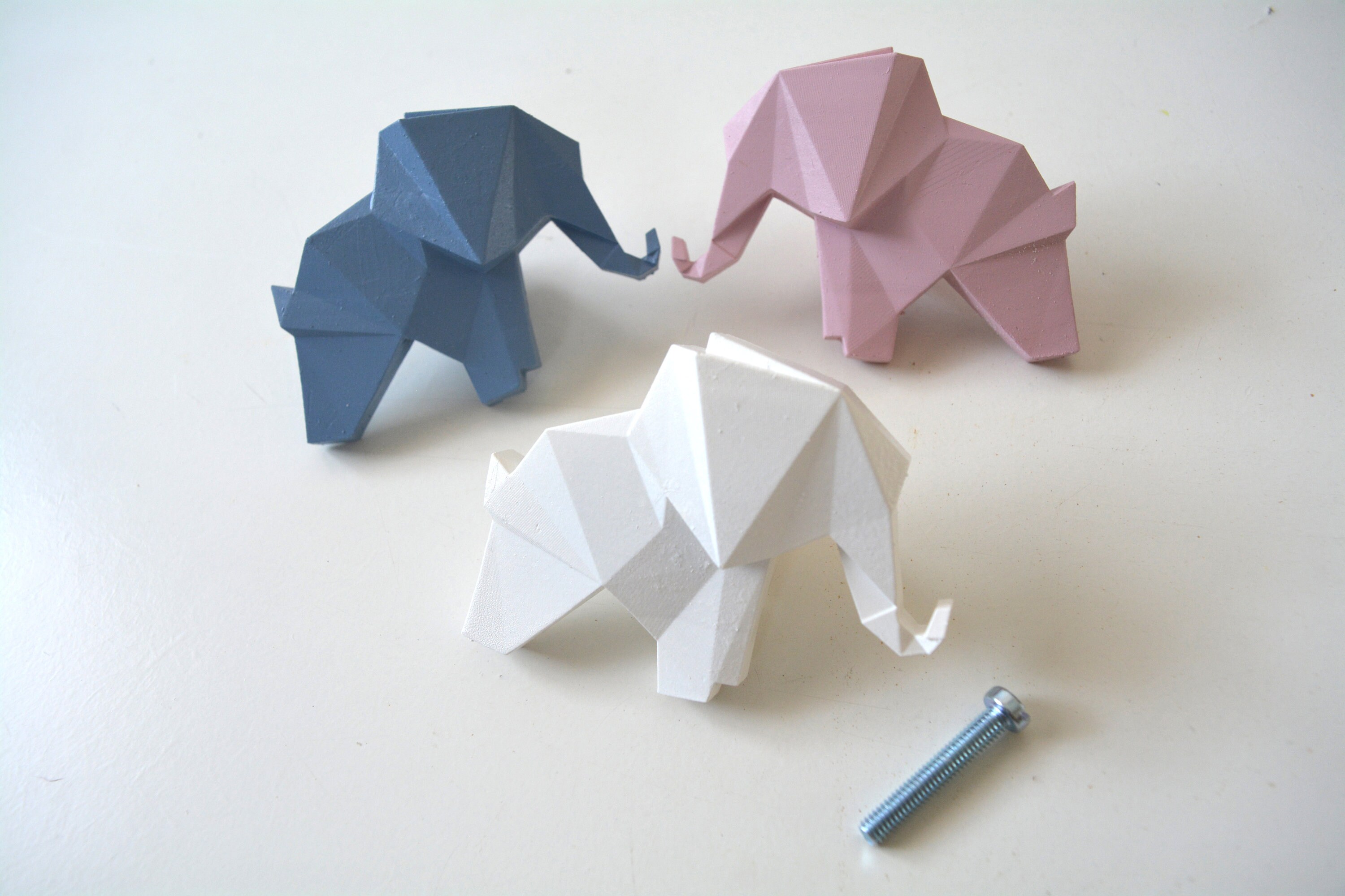 Origami Elephant Drawer Knob: Kid's Room Animal Wardrobe Handle, Nursery Furniture Improvement Cabinet Pulls