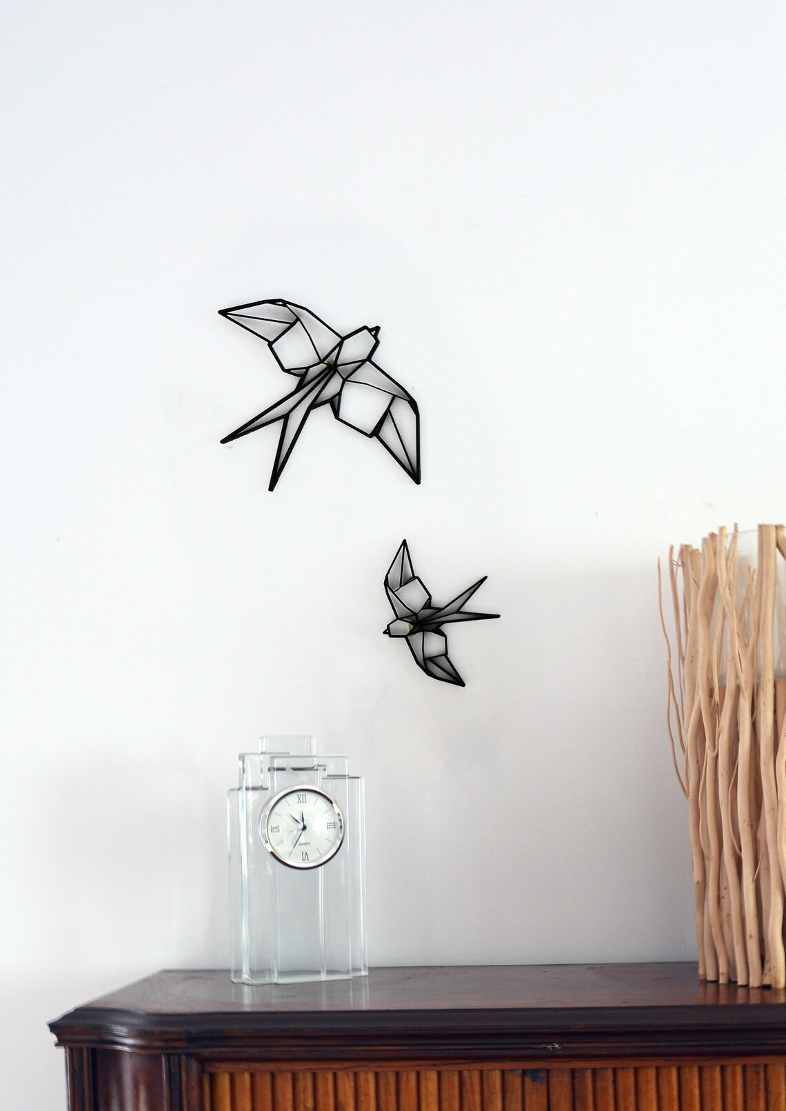 Swallow Origami Geometric Animal Wall Art Wall Décor Flying Etsy