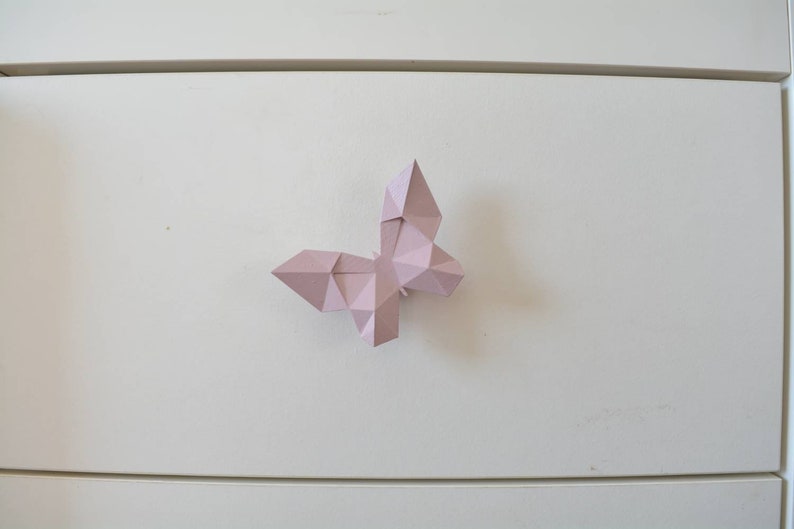 poignée papillon en origami, poignées de tiroir de boutons de meubles, boutons d'animaux de chambre d'enfant, bouton d'armoire pour filles, cadeau de décoration de chambre de bébé, Saint-Valentin Rose