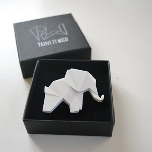 Origami elephant brooch, geometric badge, contemporary jewelry for elephant lover, gift for teacher