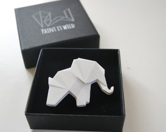 Origami elephant brooch, geometric badge, contemporary jewelry for elephant lover, gift for teacher
