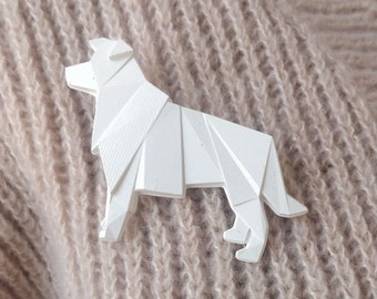 Origami  australian shepherd brooch, geometric aussie dog badge, cute animal lapel pin, contemporary jewelry, jewellery gift for dog lover