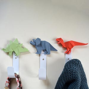 Dinosaur Wall Hook, Children's Decorative Hanger, T. rex, Triceratops, Stegosaurus, Bathroom Towel or Clothes Hook, Baby's Nursery Gift