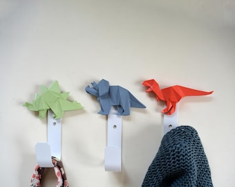 Dinosaur Wall Hook, Children's Decorative Hanger, T. rex, Triceratops, Stegosaurus, Bathroom Towel or Clothes Hook, Baby's Nursery Gift