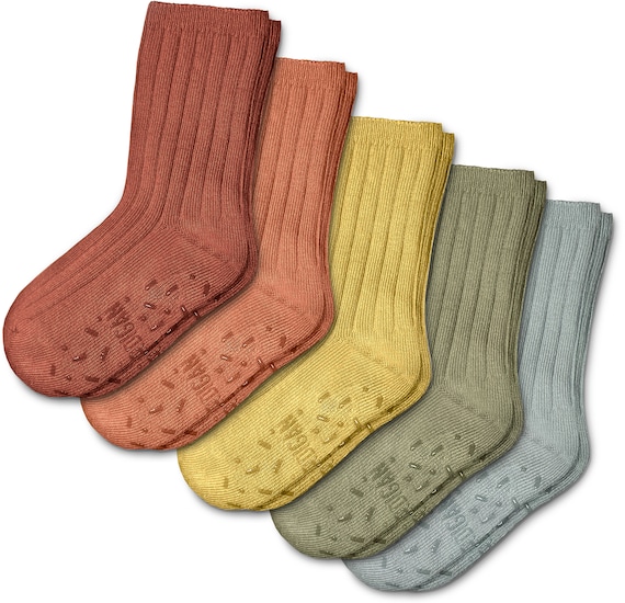 5 Pack Kids Organic Cotton Colorful Socks Age 1 5 Years Grips on Sole - Etsy