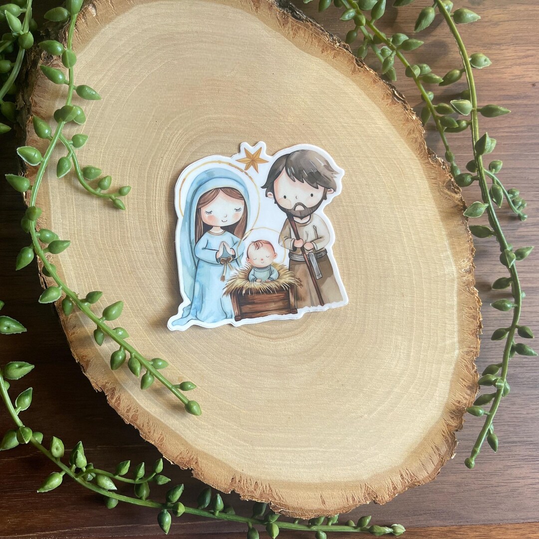 Jesus Born Sticker Jesus, Mary & Joseph Sticker, Jesus is Born Sticker, Faith Stickers ...