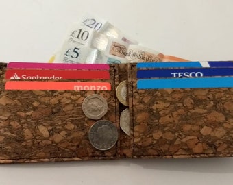 handmade vegan eco-friendly cork leather bifold wallet