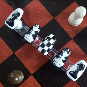 Press On Nails Black White Chess Pieces