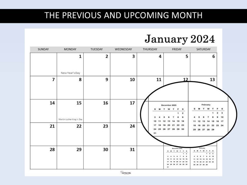 2024 Monthly Calendar Printable, Plain Calendar, Planner Calendar