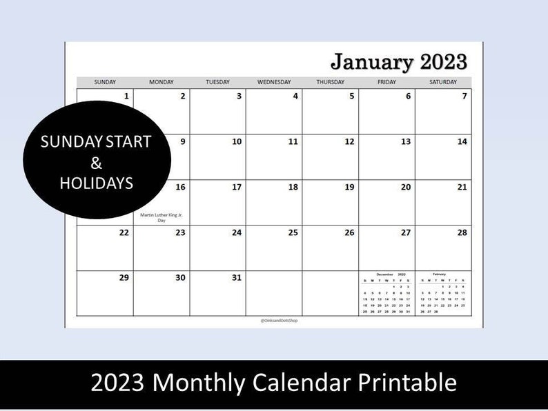 2023 Monthly Calendar Printable plain calendar planner - Etsy México