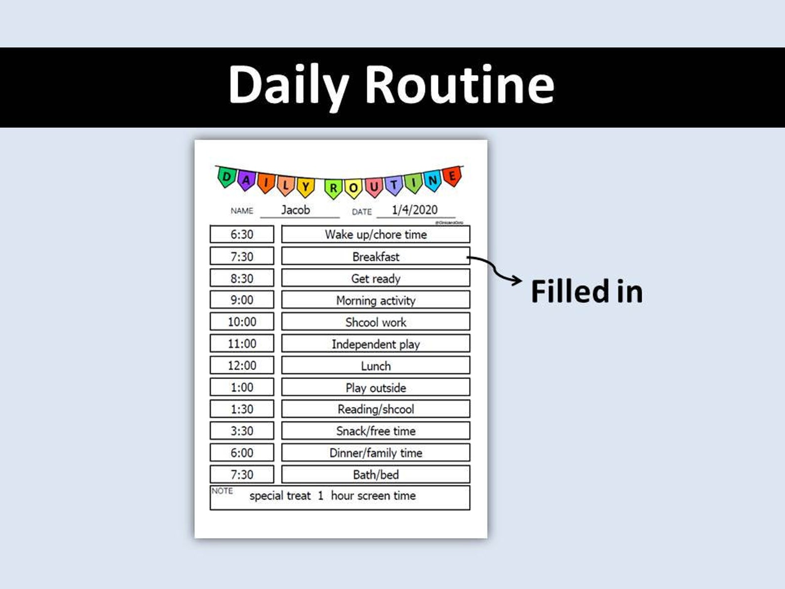 Daily Routine, Kids Daily Routine Daily Routine Printable, Chore Chart ...