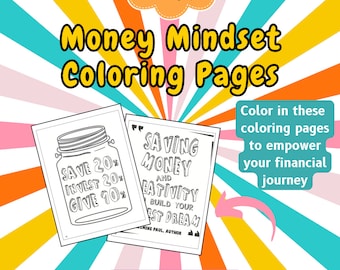 Money Mindset Coloring Pages | Kids Money Management | Coloring Sheets | Financial Literacy | Money Activity