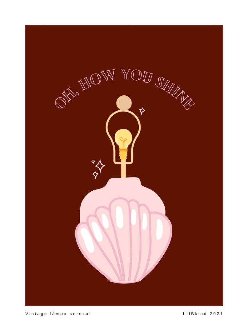 Oh How You Shine Pink and Maroon Art Deco Lamp Art Print Wall Art Vintage Lamp Series