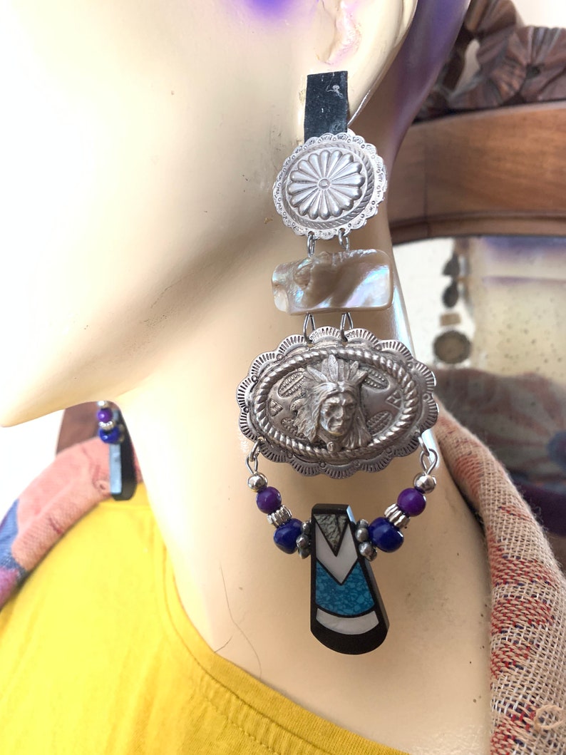 Ethnic vintage earrings clips an Indian in the city