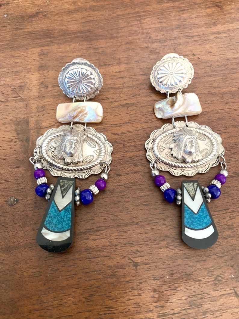 Ethnic vintage earrings clips an Indian in the city