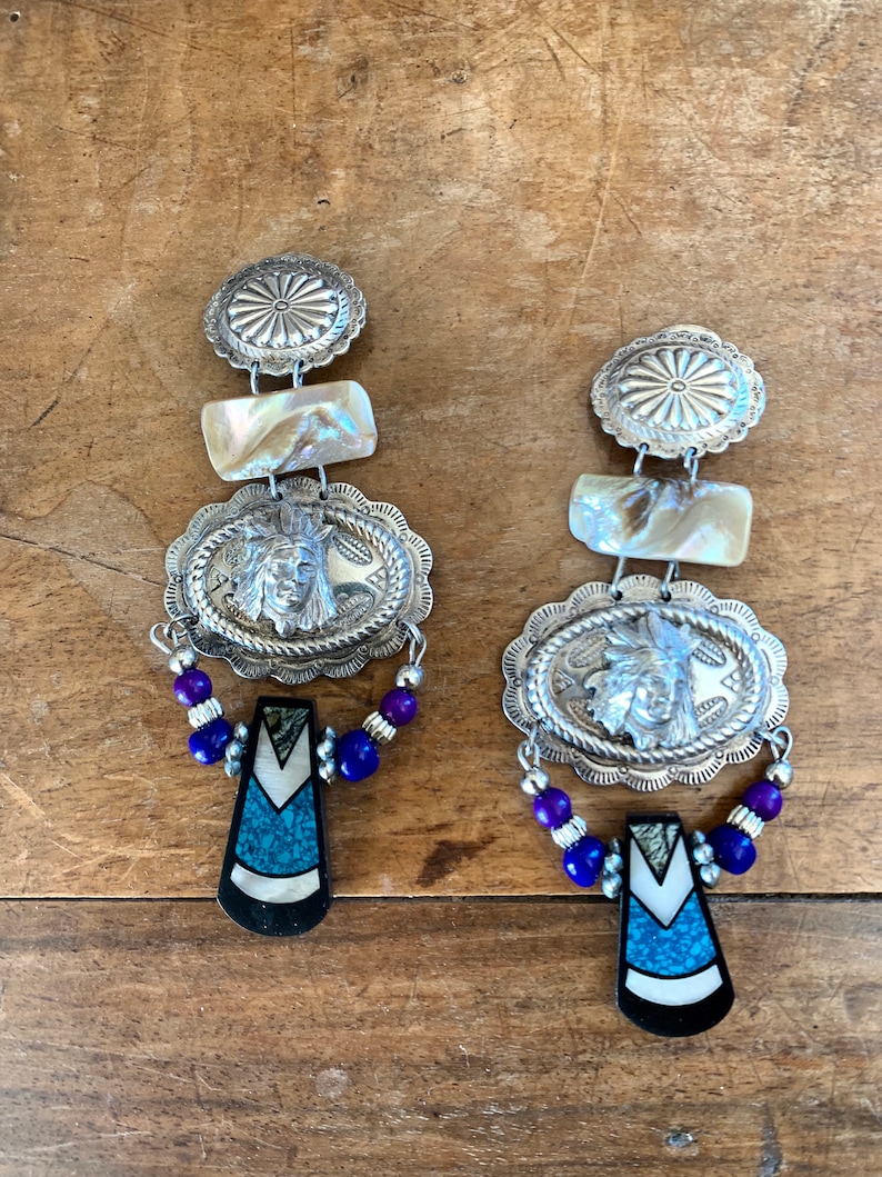 Ethnic vintage earrings clips an Indian in the city