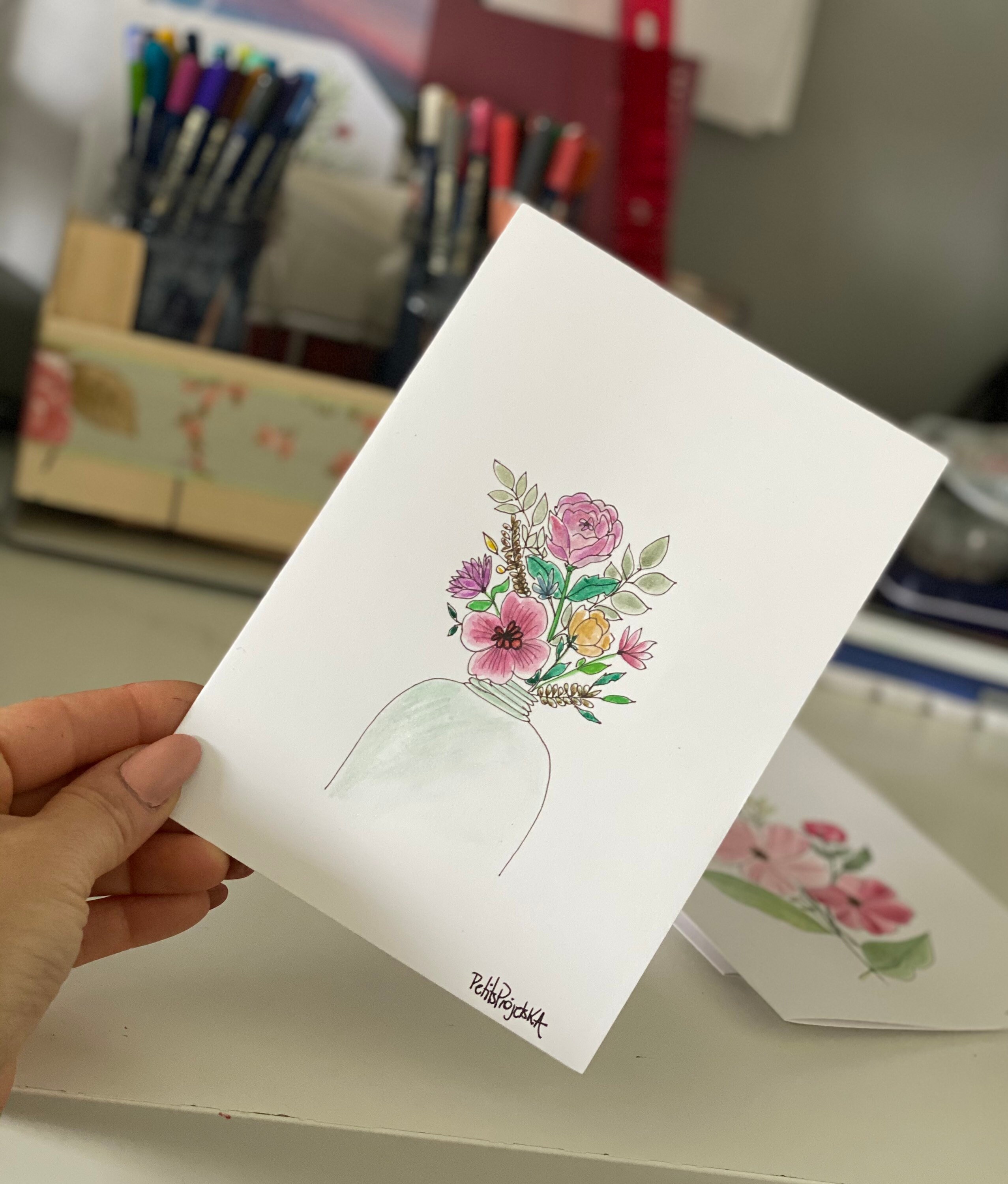 Hand-drawn greeting card without printing. Original copy. | Etsy