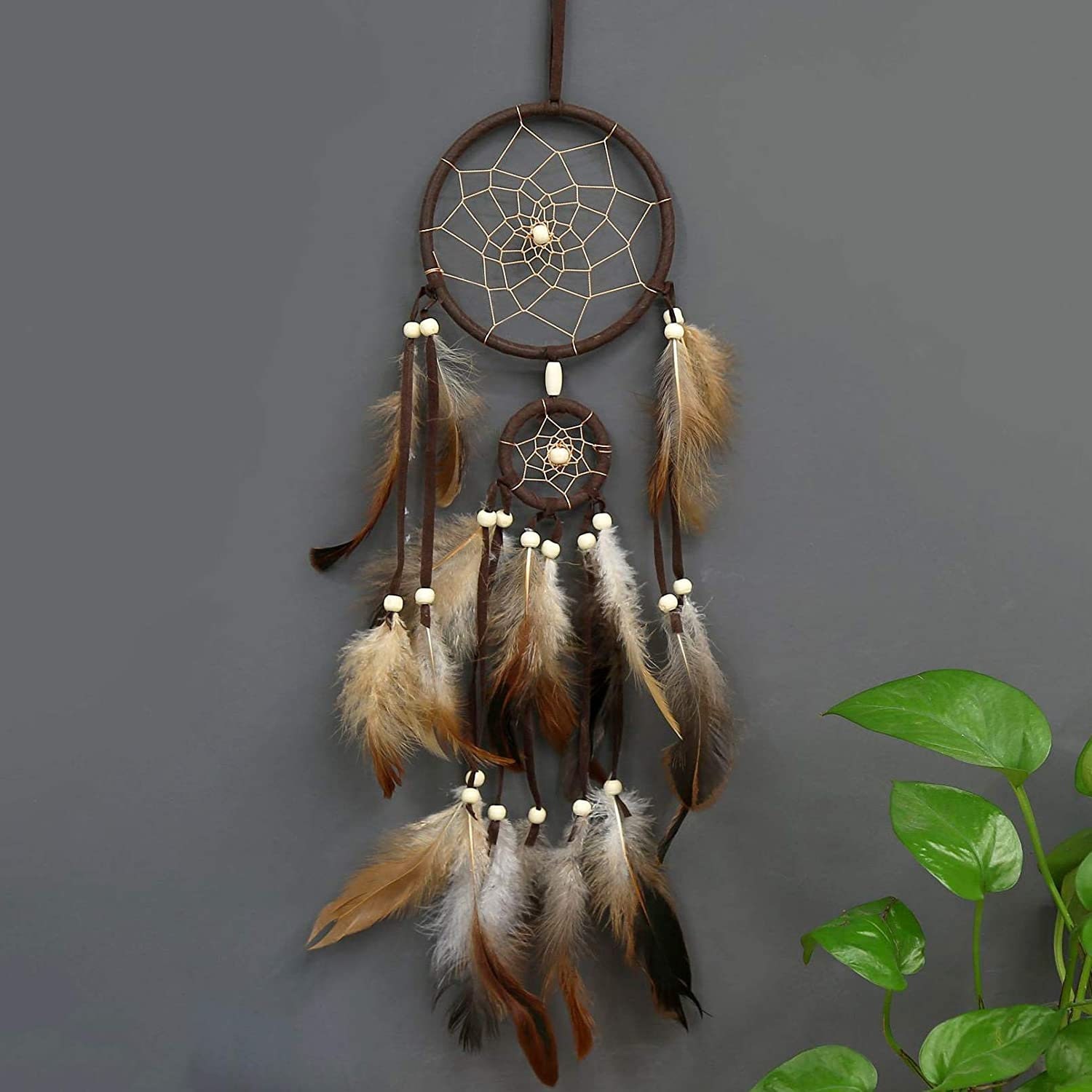 Dream Catchers Brown Handmade Feather Native American Wall Hanging Decoration Dream Catchers Brown Handmade Feather Native American Wall Hanging Decoration