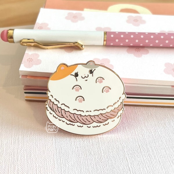 FFXIV Fat Cat Macaron Pin - Enamel Pin | 1.5 inch | Rose gold metal