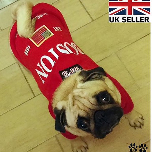 London Pug male female Dog Boston Hoodie Coat Jacket Pet Dog Clothes Winter Easter Costume dog Cold Long Sleeve Cuff Button