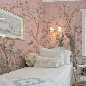 Peacock Wallpaper Chinoiserie Wall Mural Chinese Birds and Trees Wall Mural